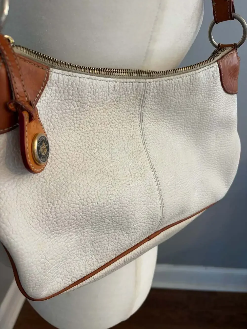 Dooney & Bourke Pebble Leather White Hobo Shoulder Bag